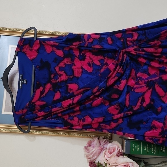 Faux Wrap Waterfall Detail Career Formal Dress Brunch Bridal Shower - Picture 3 of 11